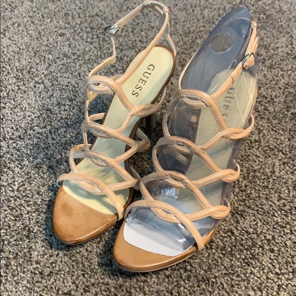 Guess strappy nude heels